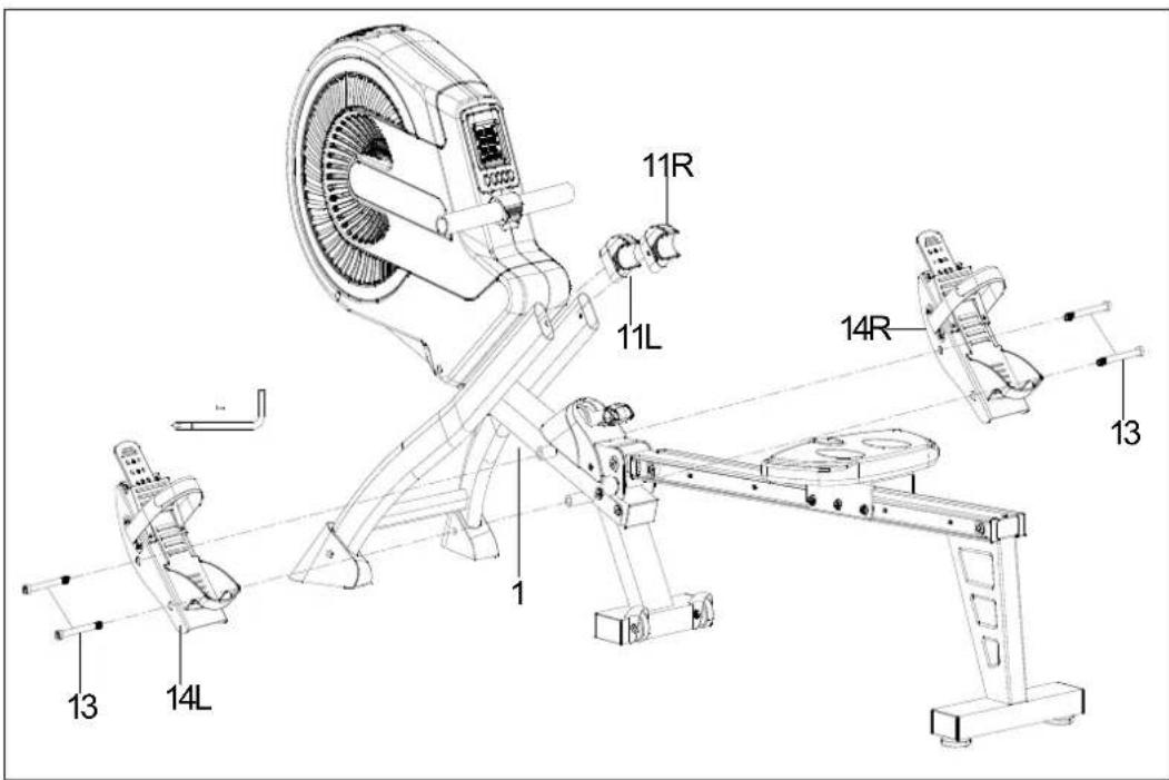 York Fitness Turbine Rower YRK56040A - Attaching the Pedals - 1