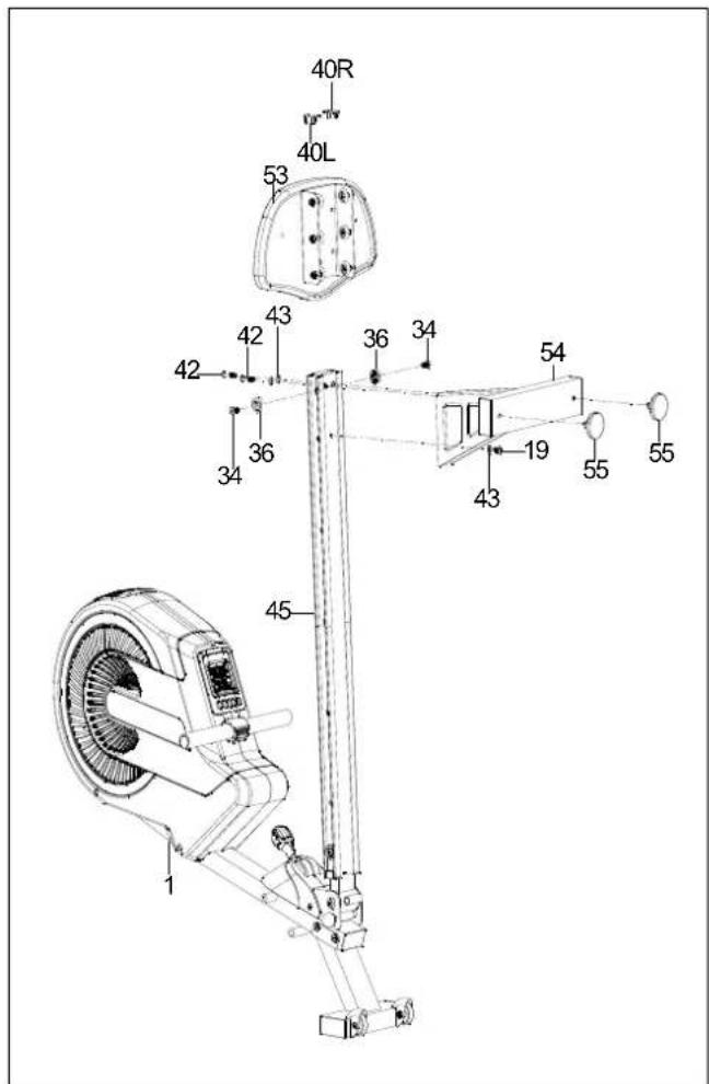 York Fitness Turbine Rower YRK56040A - Attaching the Seat and Rear Stabilizer - 1