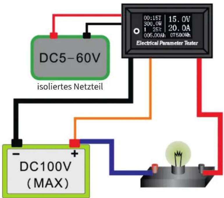 DC5-60V isoliertes Netzteil DC100V (MAX) 00:15T 15.0V 300.0W 20.0A 1 25°C 005.00Ah 07500Ah Electrical Parameter Tester