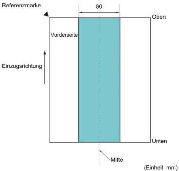 Referenzmarke 80 Oben Vorderseite Einzugsrichtung Unten Mitte (Einheit: mm)