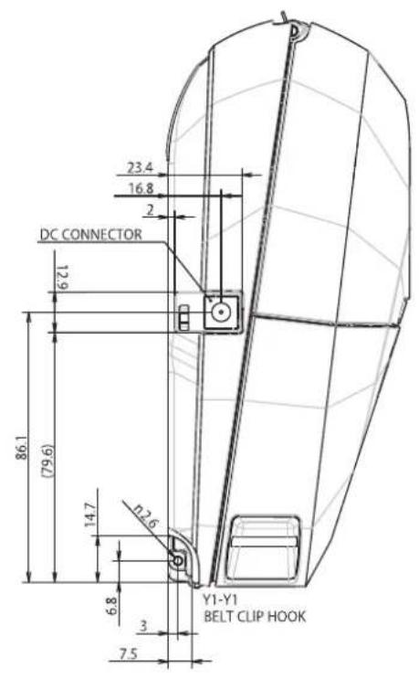 DC CONNECTOR 23.4 16.8 2 79.9 86.1 (79.6) 14.7 12.6 6.8 3 7.5 Y1-Y1 BELT CLIP HOOK