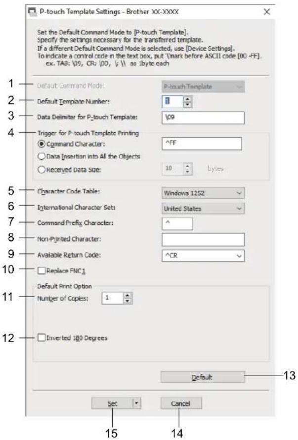 BROTHER RJ-3230BL - P-touch Template-Einstellungen im Druckereinstellungen-Dienstprogramm (Windows) - 2