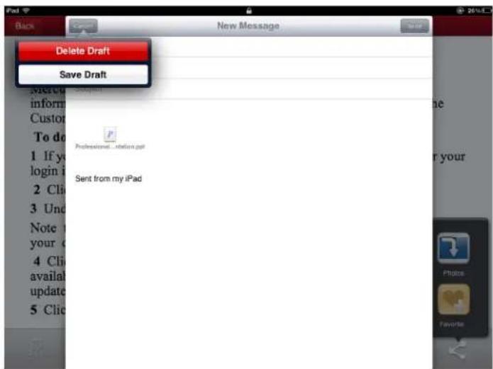 Delete Draft Save Draft Sent from my iPad