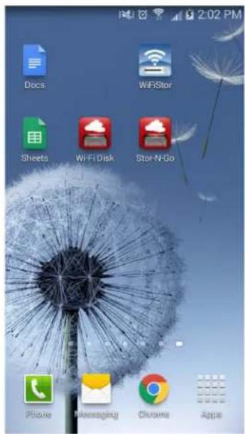2:02 PM Docs WiFiStor Sheets WiFi Disk Store-N-Go Phone Messaging Churns Apple