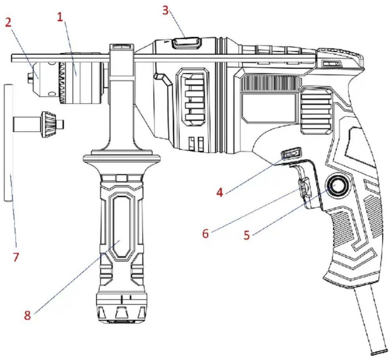 Technical diagram of a mechanical device with numbered parts for identification