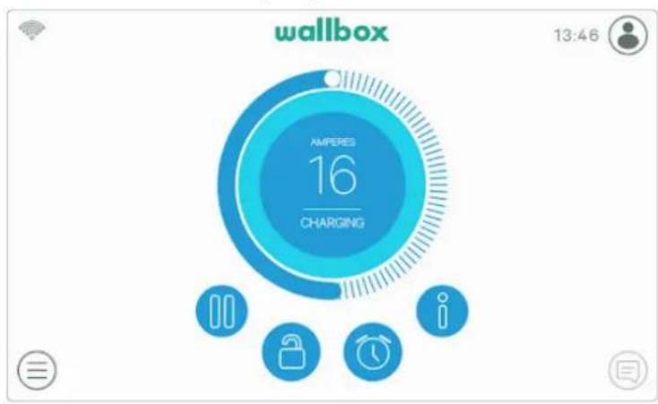 wallbox 13:46 AMPERES 16 CHARGING
