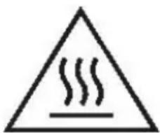 Warning symbol with steam inside a triangle, indicating heat or smoke hazard
