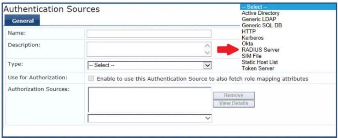 Authentication Sources General Name: Description: Type: -- Select -- Use for Authorization: Authorization Sources: -- Select -- Enable to use this Authentication Source to also fetch role mapping attributes Remove View Details