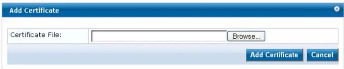 Add Certificate Certificate File: Browse... Add Certificate Cancel