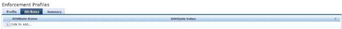 Enforcement Profiles Profile Attributes Summary Attribute Name Attribute Value 1. Click to add...