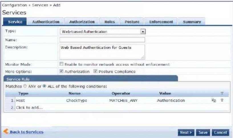 DELL W-ClearPass - Configuring a Service - 1