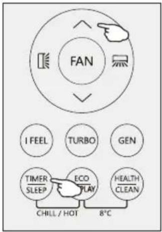 FAN I FEEL TURBO GEN TIMER SLEEP ECO PLAY HEALTH CLEAN CHILL / HOT 8°C