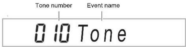 Tone number Event name 0 10 Tone