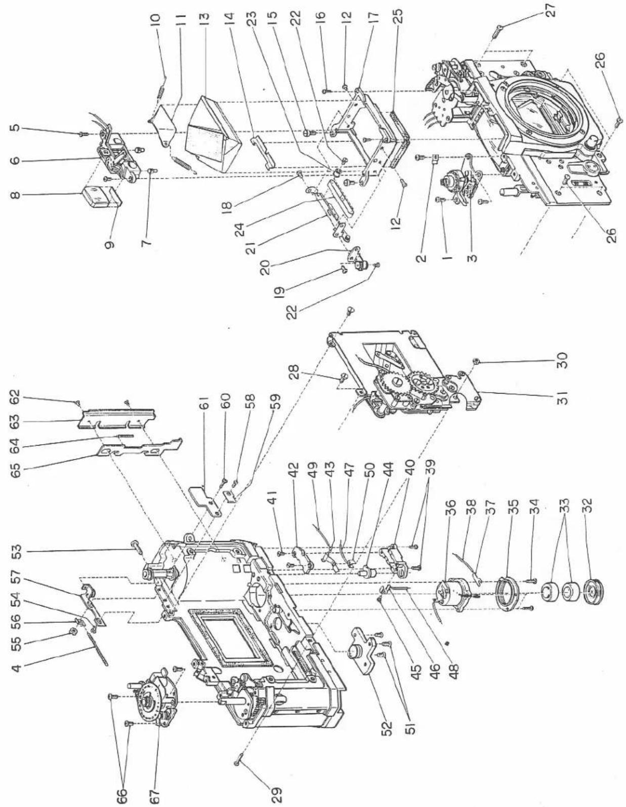 Exploded view diagram of a mechanical assembly with numbered components for identification
