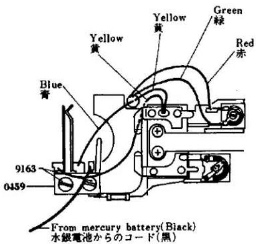 Yellow 黄 Green 绿 Red 赤 Blue 青 9163 0459 From mercury battery(Black) 水銀電池からのコード(黒)