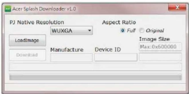 Acer Splash Downloader v1.0 PJ Native Resolution WUXGA Aspect Ratio Full Original LoadImage Image Size Max:0x600000 Download Manufacture Device ID