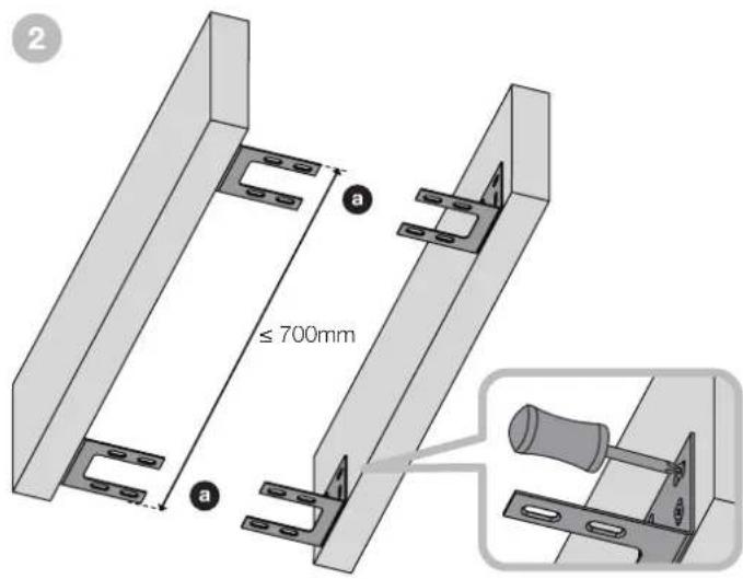 2 a ≤ 700mm a