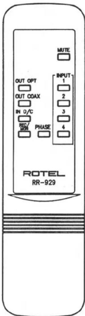 MUTE OUT OPT OUTPUT 1 OUT COAX 2 IN 0/C 3 REC/ PHASE 4 ROTTEL RR-929