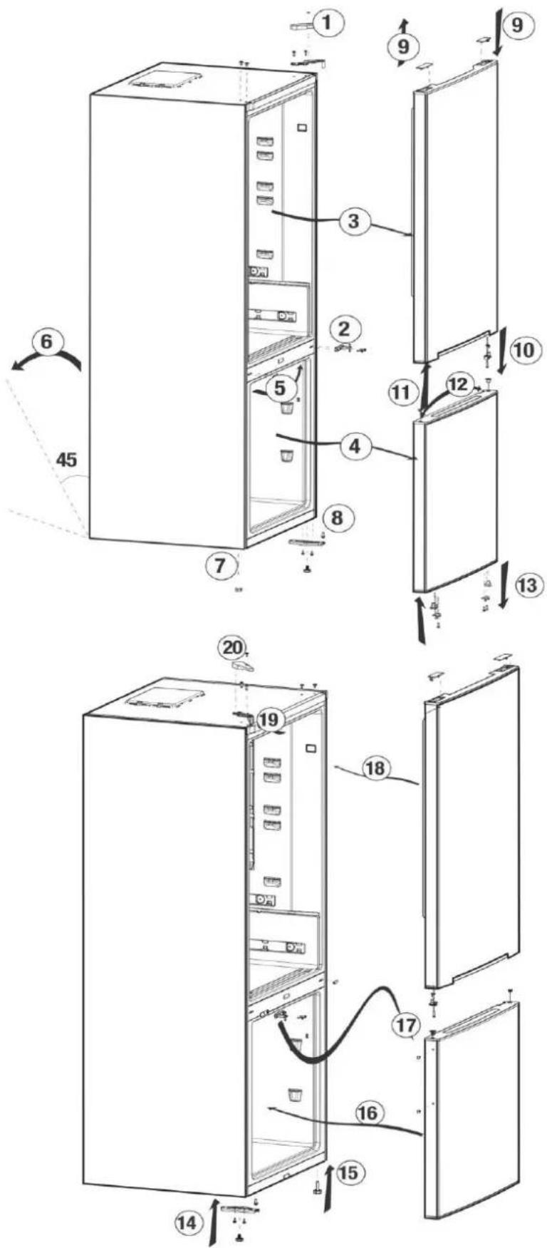 BEKO RCSA366K30W - Výměna dvířek - 1