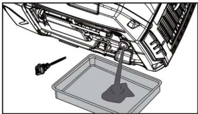 Technical illustration of a cleaning or cleaning process showing a container with a brush and a tool inserted (no text or symbols present)