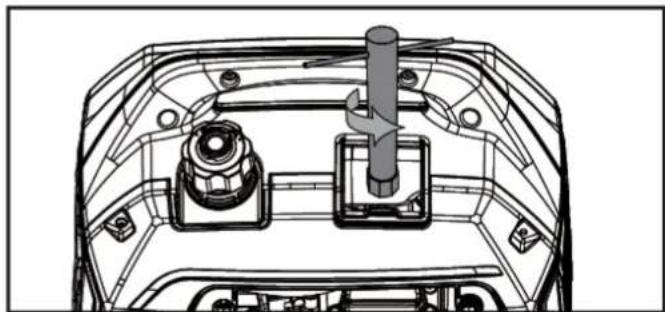 Technical line drawing of a vehicle engine compartment showing internal components like wheel, gear, and valve (no text or labels)