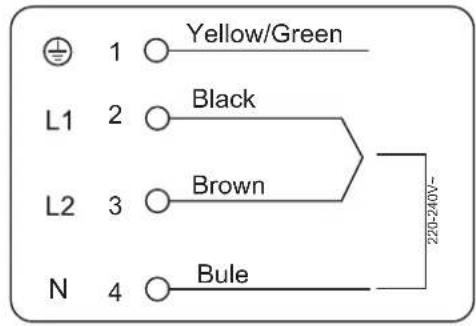 Yellow/Green L1 2 Black L2 3 Brown N 4 Bule 220-240V-