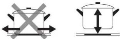 Diagram showing two cooking pots with crossed arrows indicating heating or resistance, likely illustrating a cooking or cooking process.