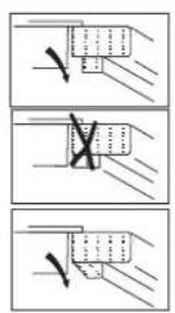 Three-step diagram illustrating a mechanical or electrical process with checkmark indicators and cross symbols.