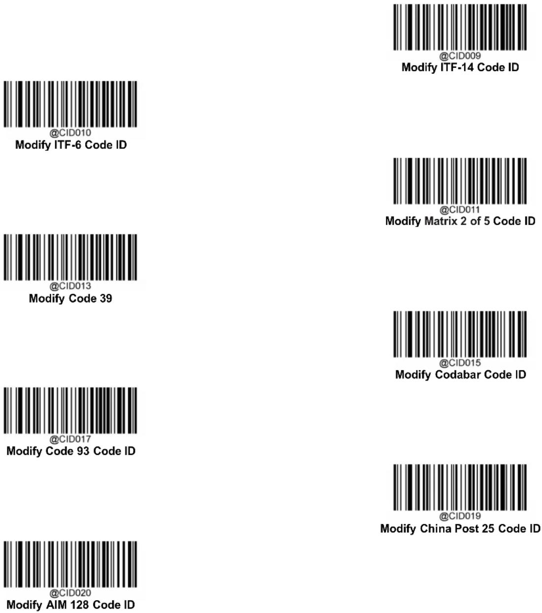 Newland WD4-BS20 - Restore the default Code IDs of all symbologies: - 9