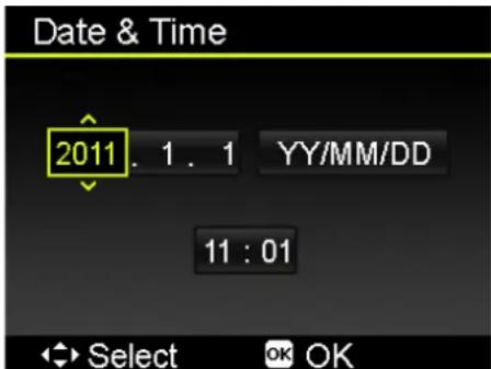 Date & Time 2011. 1. 1 YY/MM/DD 11:01 Select OK OK