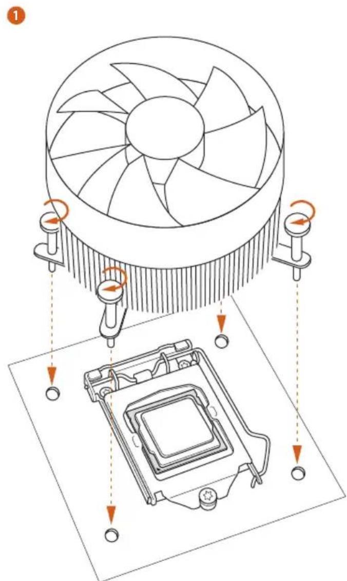 Diagram illustrating the cooling mechanism of a CPU, showing fan cooling and heatsink assembly with directional arrows.