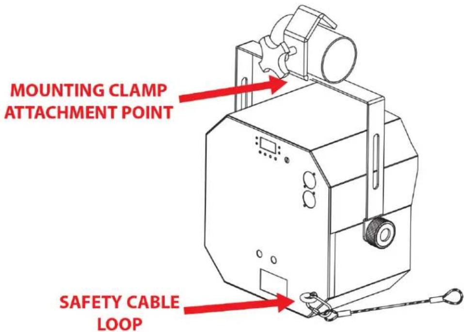 MOUNTING CLAMP ATTACHMENT POINT SAFETY CABLE LOOP