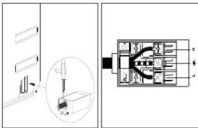 Technical diagram showing a mechanical assembly with an inset close-up of a component and its corresponding internal layout.