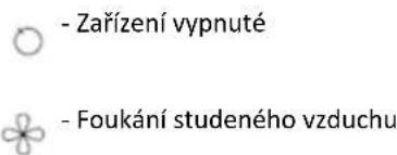 - Zařízení vypnuté - Foukání studeného vzduchu