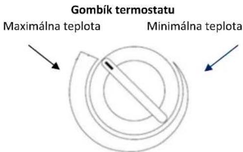 Gombík termostatu Maximálna teplota Minimálna teplota