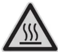 Warning sign depicting steam rising inside a triangle, indicating hazardous material