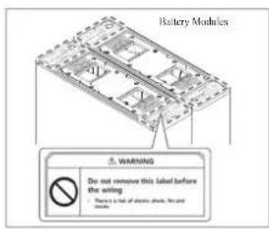 Battery Modules WARNING Do not remove this label before the wiring - There is a risk of errors about, but not and outside.