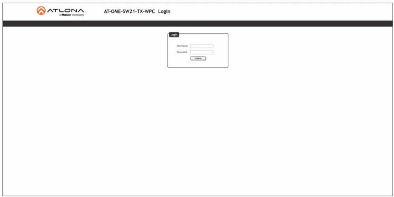 ATLONA a Passer company AT-OME-SW21-TX-WPC Login Login Username: Password: login