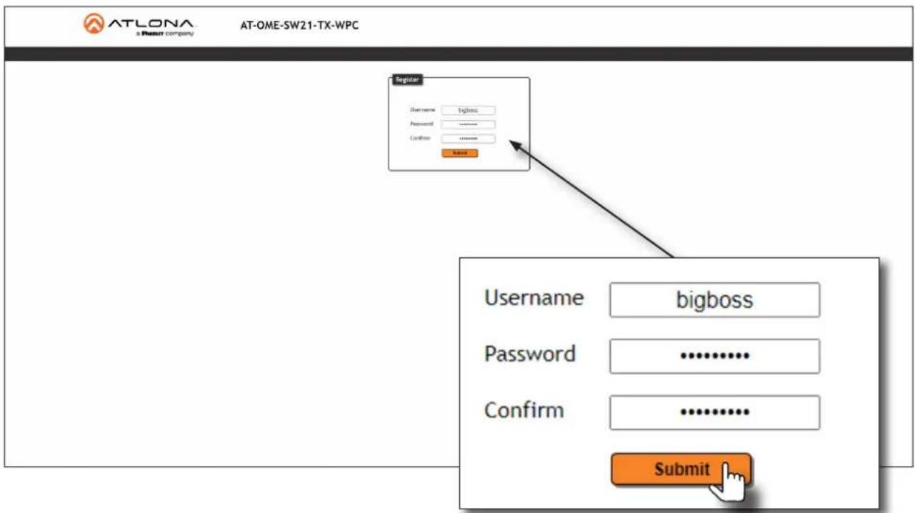 ATLONA s Planet company AT-OME-SW21-TX-WPC Registrar Username bigboss Password .......... Confirm ###### Submit