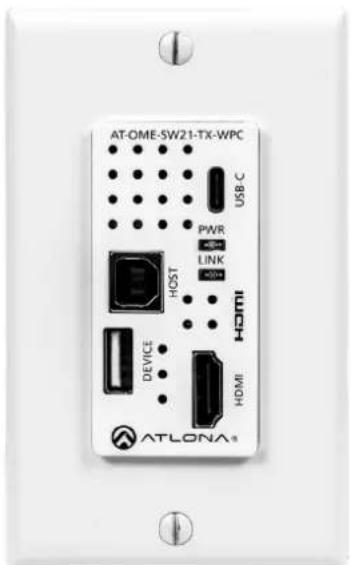 AT-OME-SW21-TX-WPC USB C PWR MOSI LINK HDMI HOST HDMI DEVICE HDMI ATLONA®