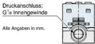 Druckanschluss: G¹/⁸ Innengewinde Alle Angaben in mm.