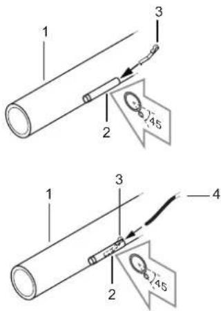 Technical diagram showing two mechanical assembly steps with labeled components and a magnified detail view
