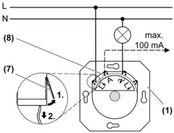 L N (8) max. 100 mA (7) 1. 2. (1)