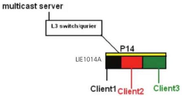 multicast server L3 switch/curier P14 LIE1014A Client1 Client2 Client3
