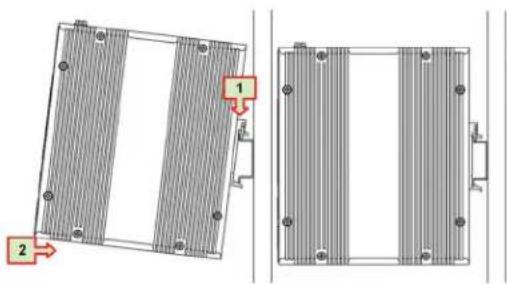 Technical diagram showing two views of a structural panel with labeled components and directional arrows