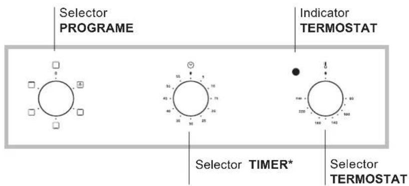 Selector PROGRAME Indicator TERMOSTAT Selector TIMER* Selector TERMOSTAT