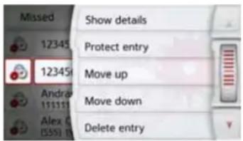 Missed 12345 12345 Andra 11111 Alex (555) Show details Protect entry Move up Move down Delete entry