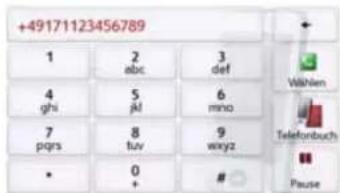 +49171123456789 1 2 3 abc:def 4 5 6 ghijk@mno 7 8 9 pqrs[tuvwxyz • 0 # Wählen Telefonbuch Pause