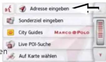 Adresse eingeben Sonderziel eingeben City Guides MARCO POLO Live POI-Suche Auf Karte wählen