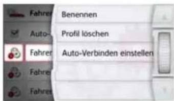 Fahres Auto- Fahres Fahres Benennen Profil löschen Auto-Verbinden einstellen
